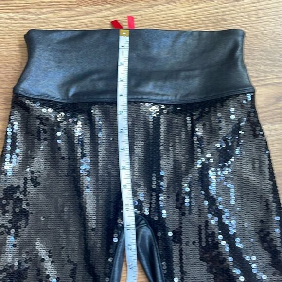 SPANX faux leather sequin black size small petites leggings NWOT - Picture 12 of 13